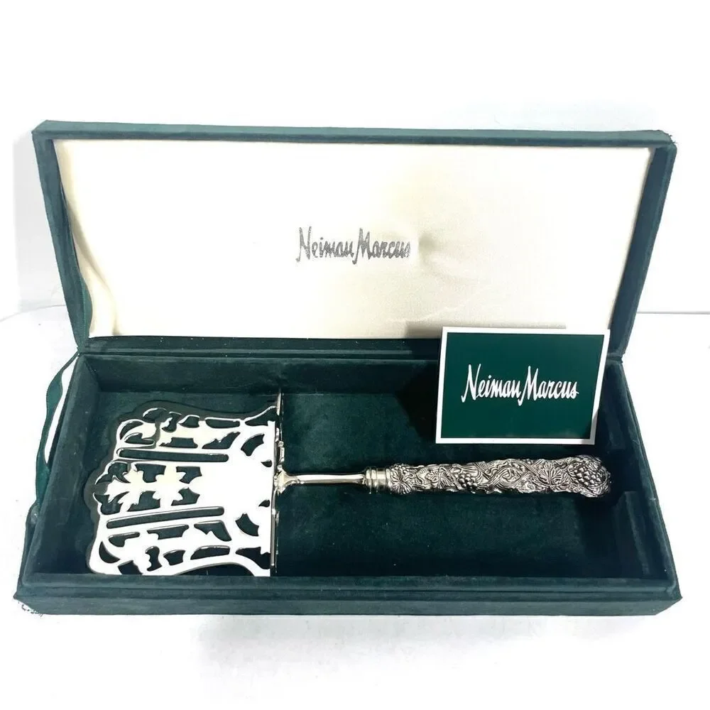 Vintage Godinger Neiman Marcus Grape Motif Silver Serving Piece + Velvet Box HTF